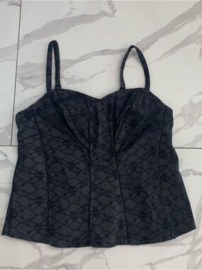 Tripp NYC Black Lace Corset 2 (2X) Embroidered Skull Detail Top Grunge Emo NWOT